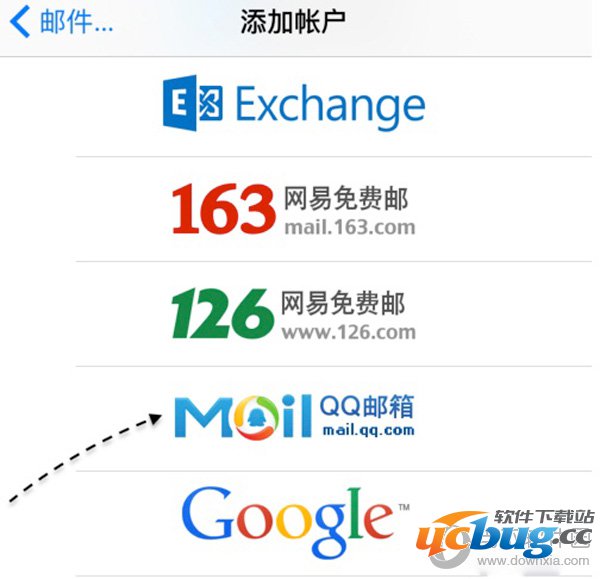 看到 iPhone 手机内置支持的多种邮箱类型
