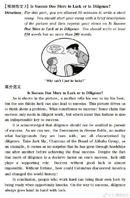 2017年6月英语六级作文题目预测考卷